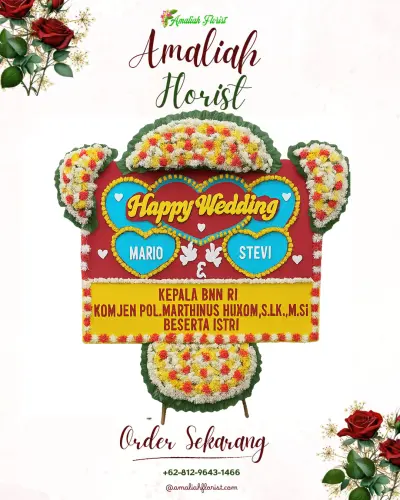 Karangan Papan Bunga Pernikahan di Belik